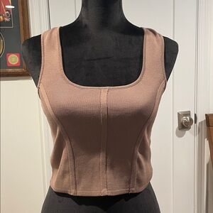 Sincerely Jules Brown Ribbed Tank Top